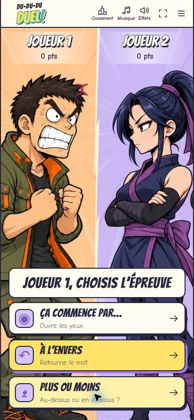 Three challenges offered to the challenger in dudududuel.