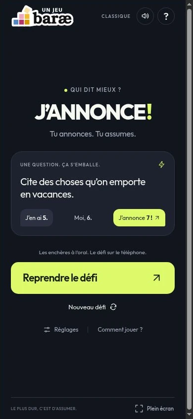 Écran d’accueil de J’annonce !