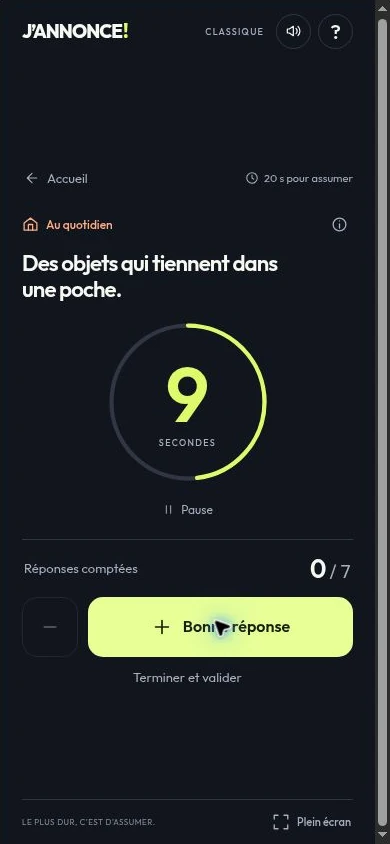 Le chronomètre et le bouton pour compter les bonnes réponses.