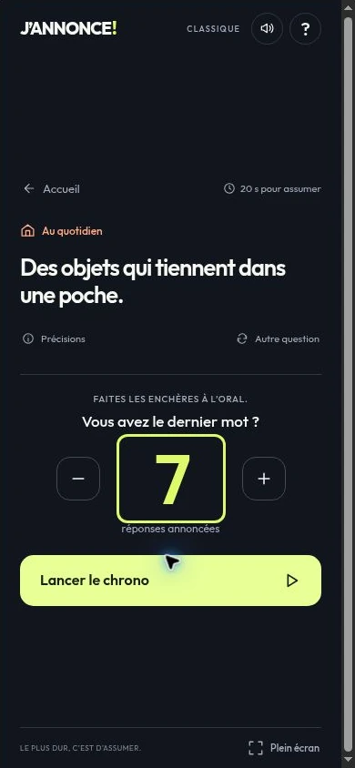 Une question et le nombre de réponses annoncé par le groupe.