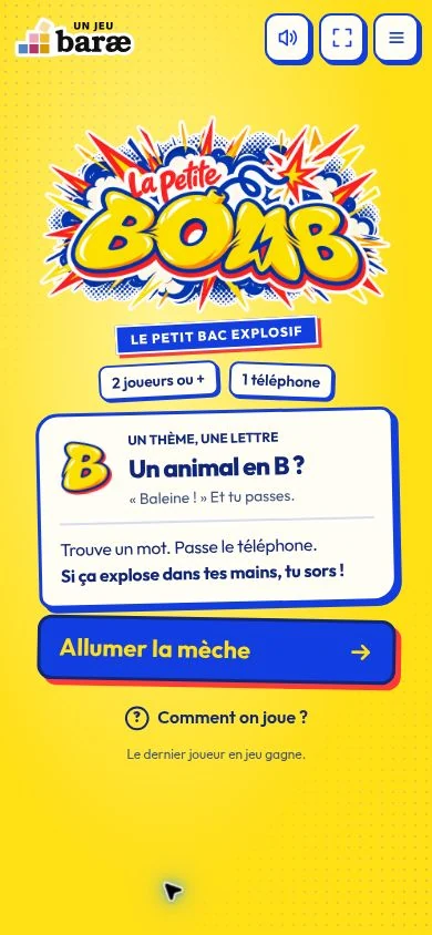 Écran d’accueil de La petite BOMB