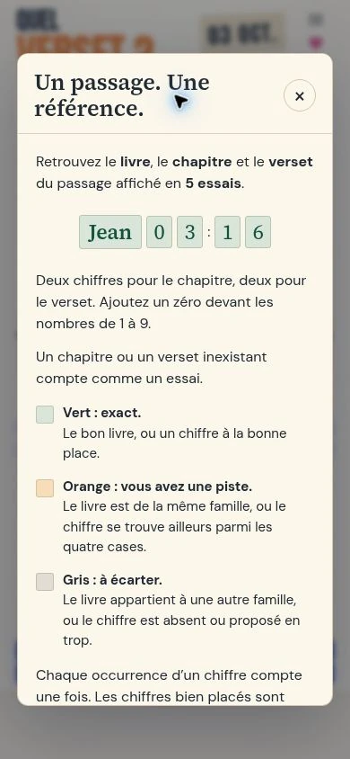 Las reglas de Quel verset ? y el significado de los tres colores.