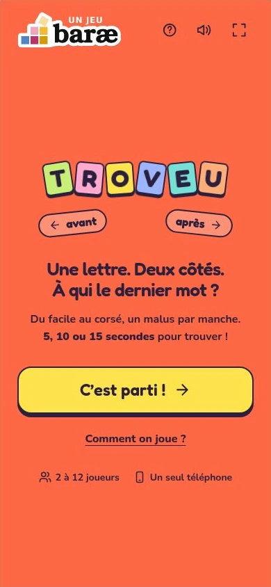 Écran d’accueil de TROVEU